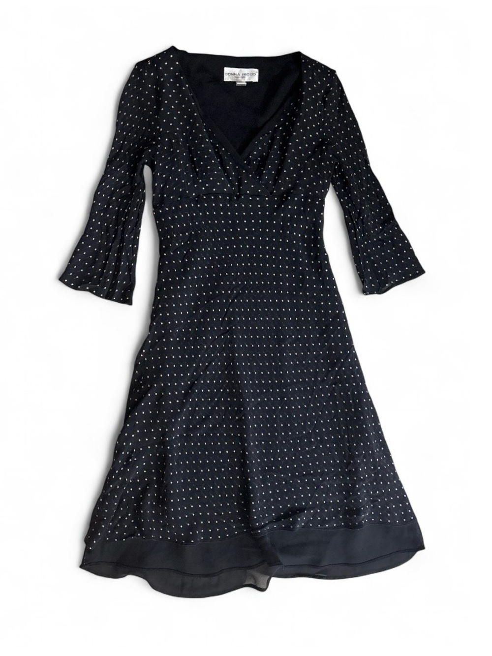 Donna Ricco Polka Dot V-Neck Fit-and-Flare Dress
